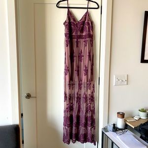 Purple lace maxi dress